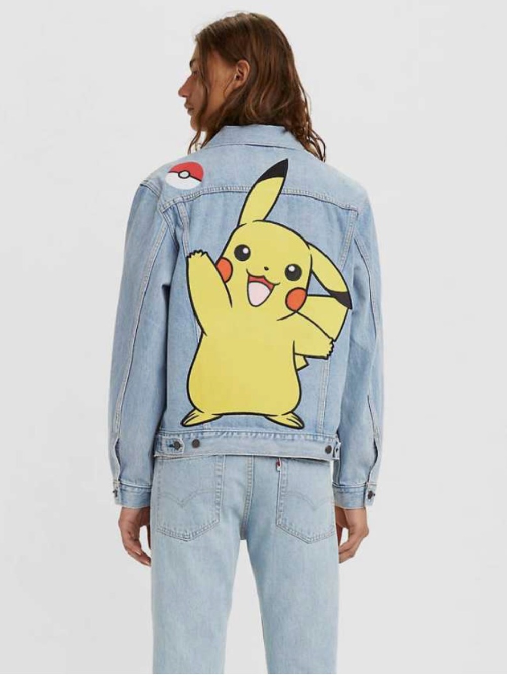 NWOT Levi's X Pokémon Pikachu Light Blue Embroidered Denim Jacket